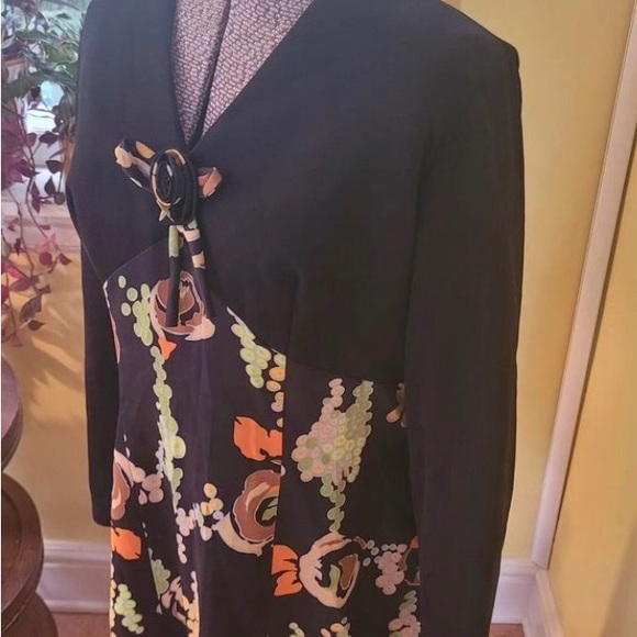 Vintage 1970s. Jeunesse by Hannemar. Retro dress, Black Funky Floral Skirt. US14 - Picture 3 of 4
